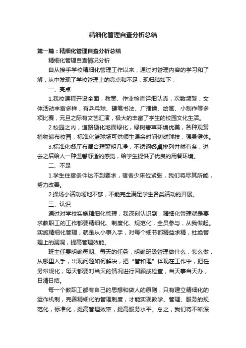 精细化管理自查分析总结