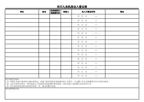 非IT人员机房出入登记表