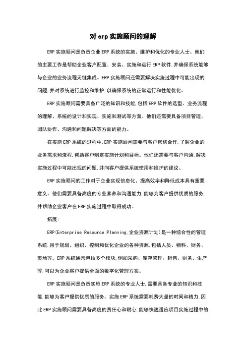 对erp实施顾问的理解