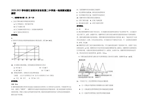2020-2021学年浙江省绍兴市东阳第二中学高一地理测试题含解析
