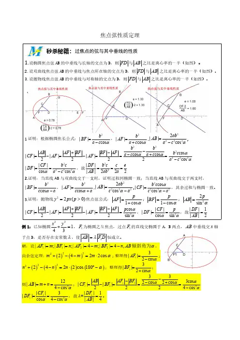 【高中数学】秒杀秘诀MS18焦点弦性质定理