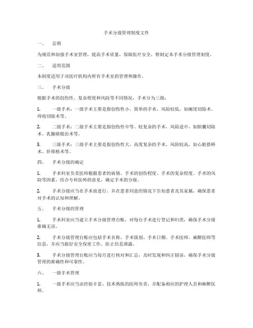 手术分级管理制度文件