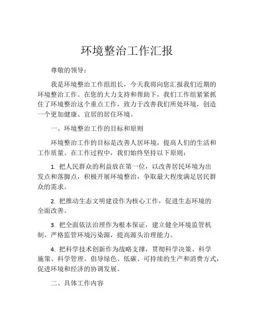 环境整治工作汇报(10篇)