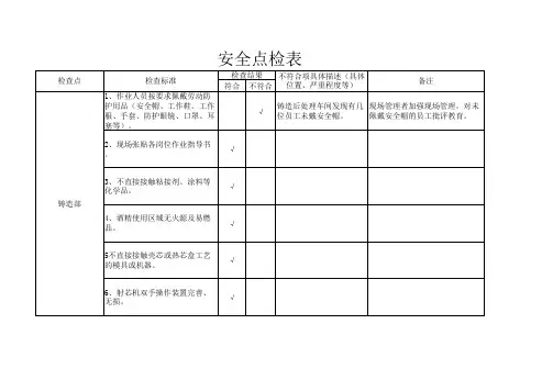 安全点检表