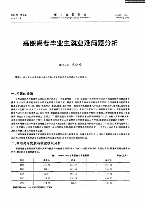 高职高专毕业生就业难问题分析