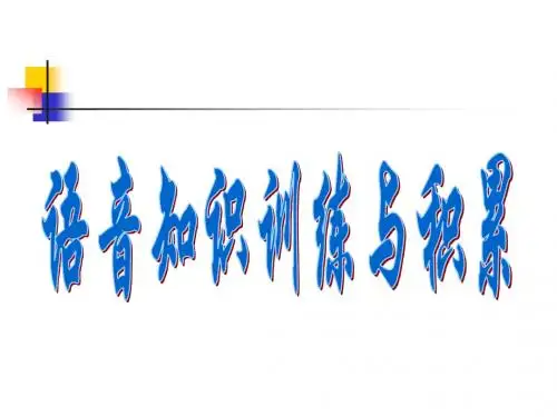 2011年高考语文复习：语音知识积累与训练