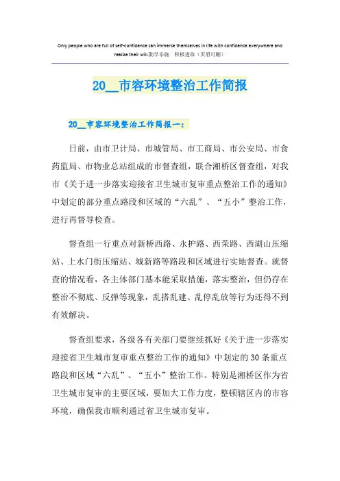 市容环境整治工作简报