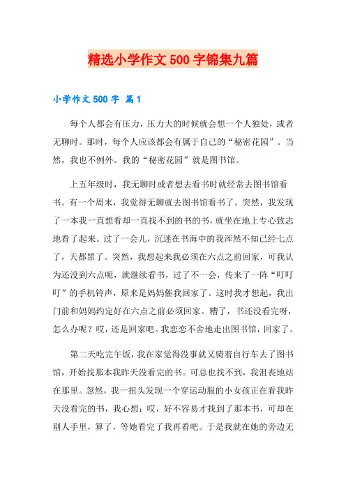 精选小学作文500字锦集九篇