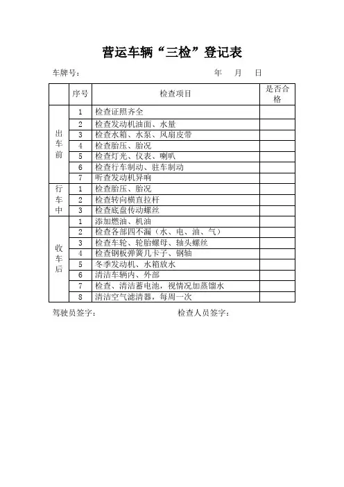 营运车辆“三检”登记表