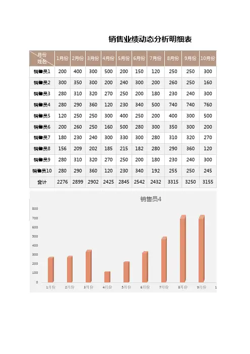 销售业绩明细表(动态图表)