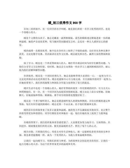 暖_初三优秀作文900字