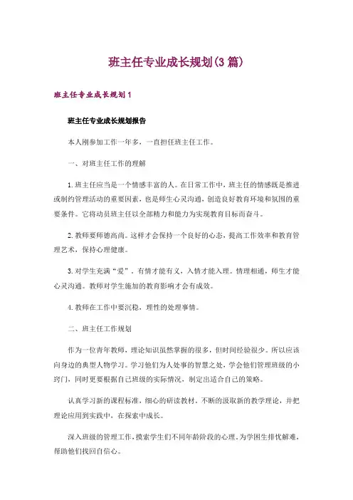 班主任专业成长规划(3篇)