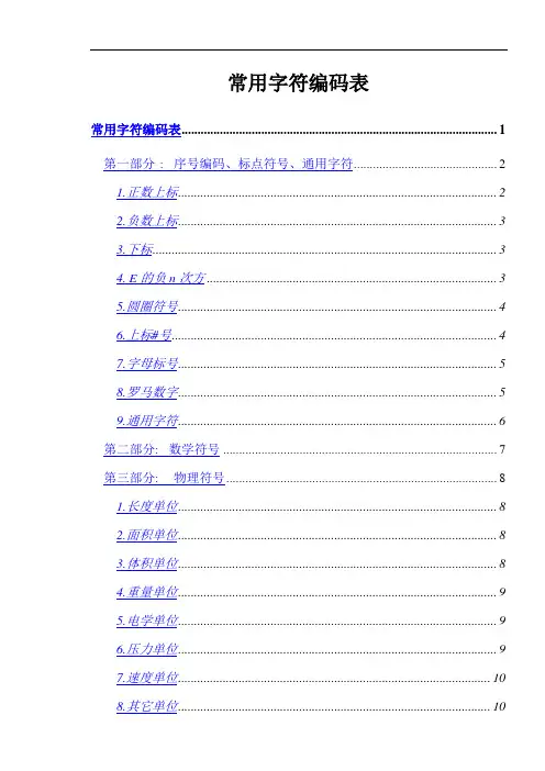 常用字符编码表(DOC)