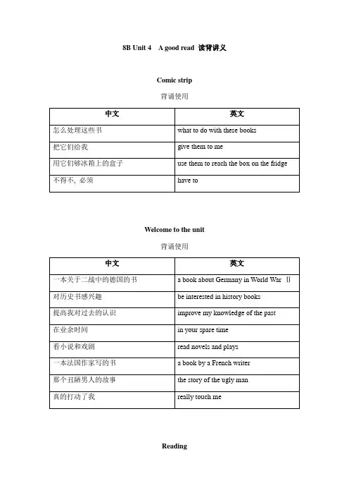 牛津译林版 8BUnit 4 词组默写(含答案) - 重点词组