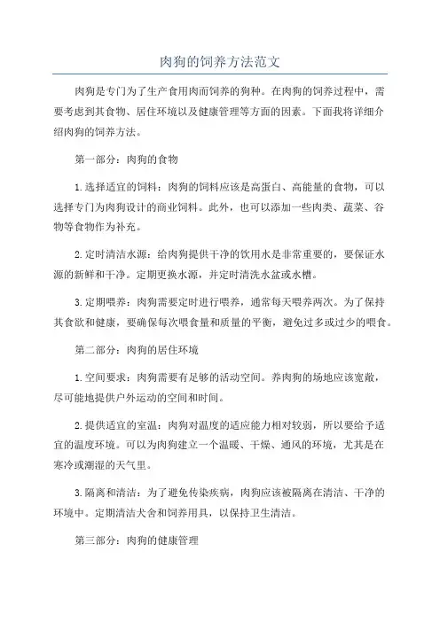 肉狗的饲养方法范文