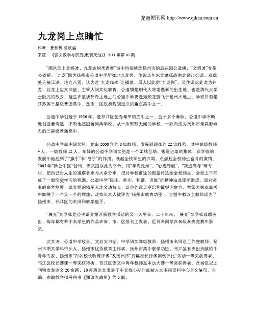 九龙岗上点睛忙