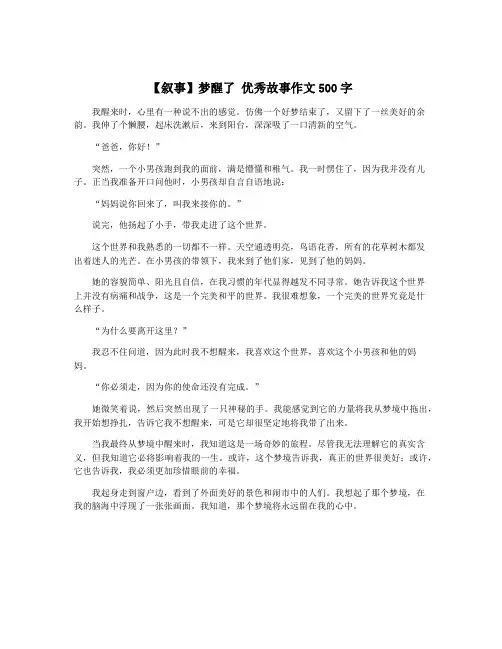 【叙事】梦醒了 优秀故事作文500字
