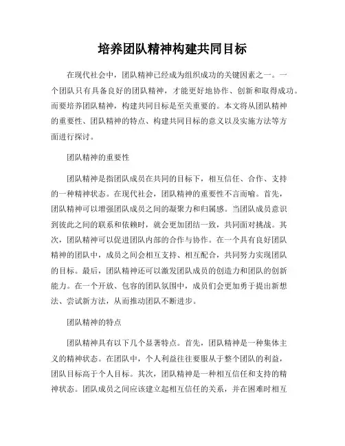 培养团队精神构建共同目标