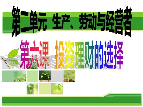 第六课-投资理财的选择ppt