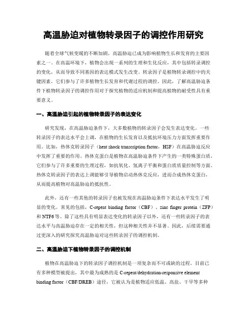 高温胁迫对植物转录因子的调控作用研究