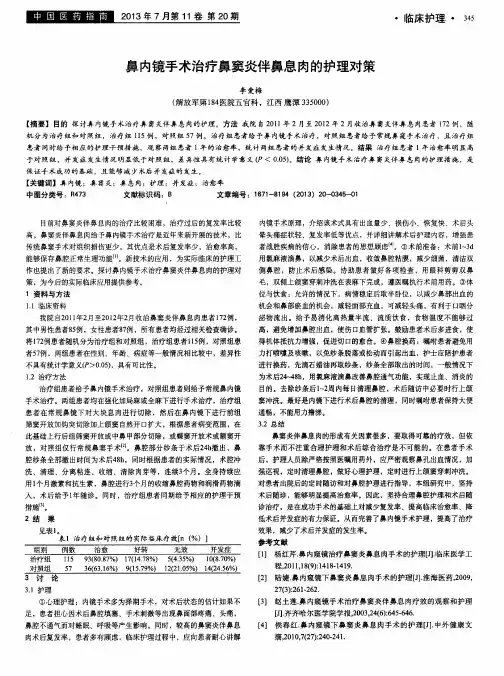 鼻内镜手术治疗鼻窦炎伴鼻息肉的护理对策