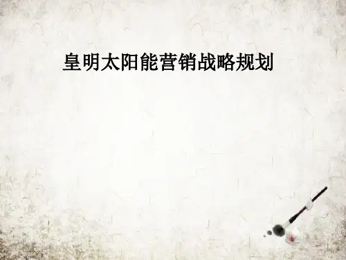 皇明太阳能营销战略规划