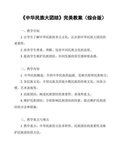 《中华民族大团结》完美教案(综合版)