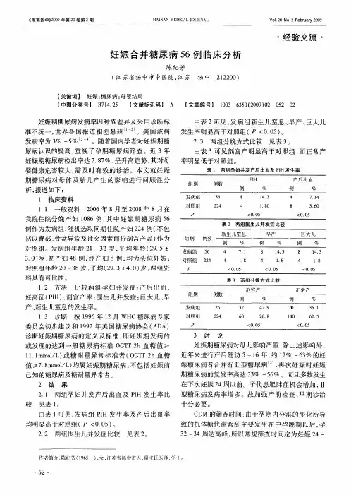 妊娠合并糖尿病56例临床分析