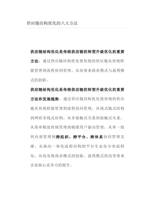 供应链结构优化的八大方法