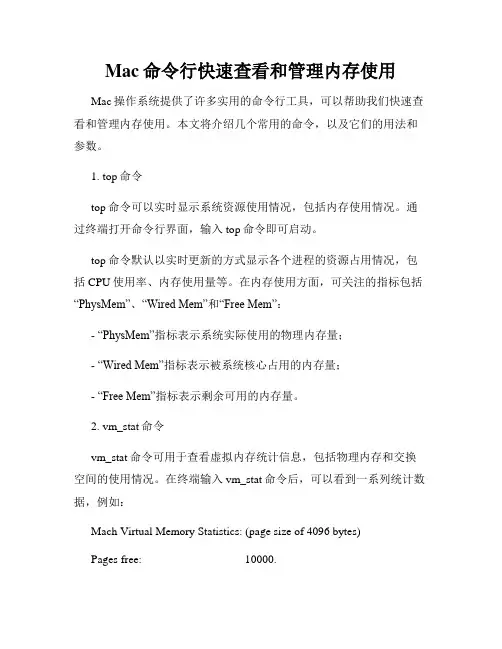 Mac命令行快速查看和管理内存使用