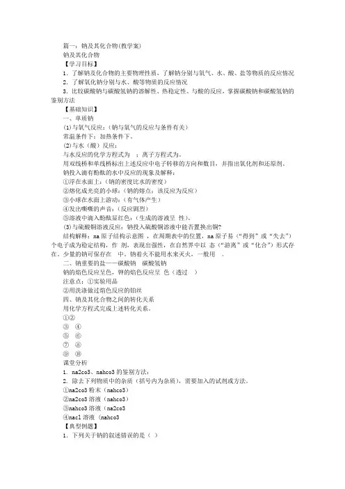 钠及其化合物,教案