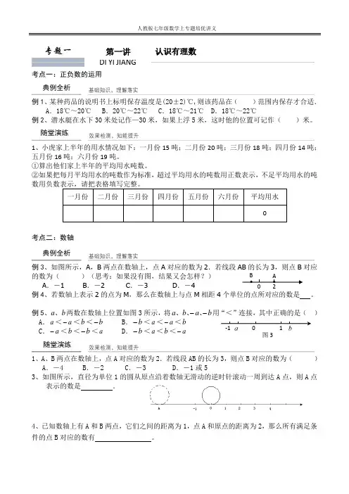 人教版七年级数学上专题培优讲义