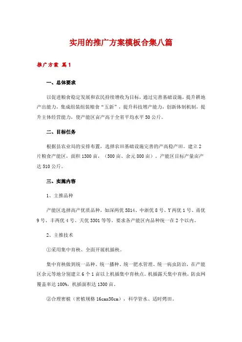 实用的推广方案模板合集八篇