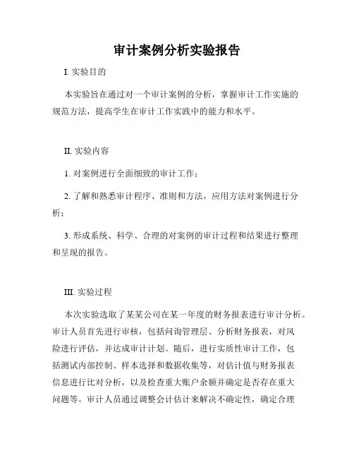 审计案例分析实验报告