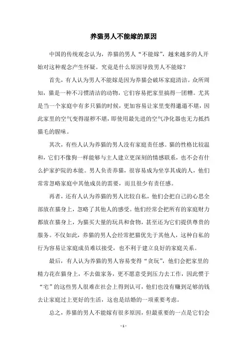 养猫男人不能嫁的原因