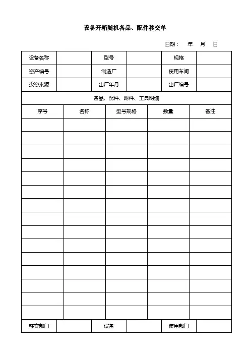 精品设备管理常用表格