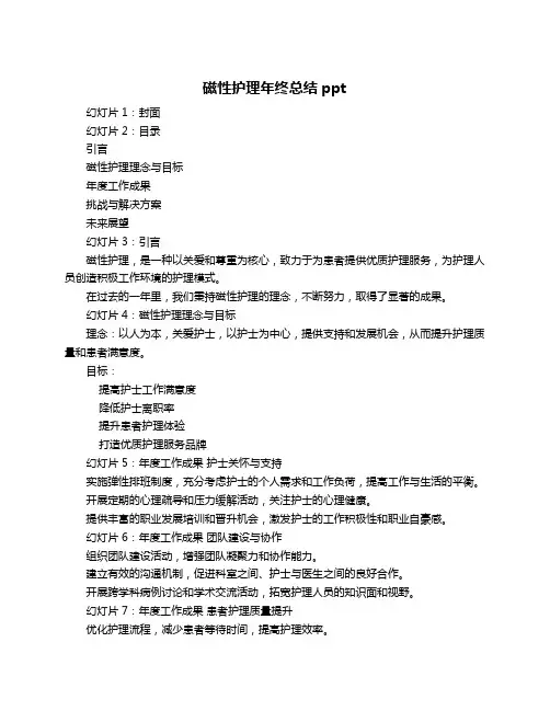 磁性护理年终总结ppt