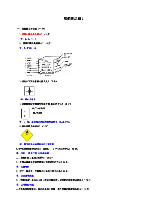 船舶货运评估题