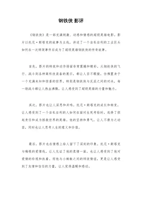 钢铁侠 影评