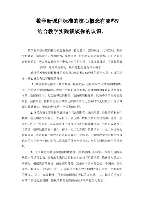 数学新课程标准的核心概念有哪些77