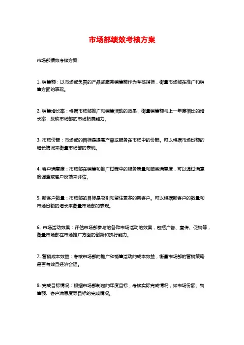 市场部绩效考核方案
