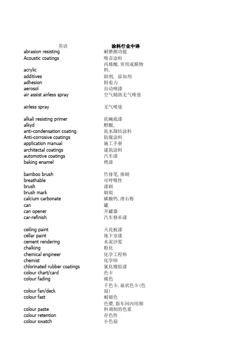 涂料英语----从ABC开始