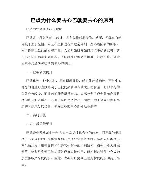 巴戟为什么要去心巴戟要去心的原因