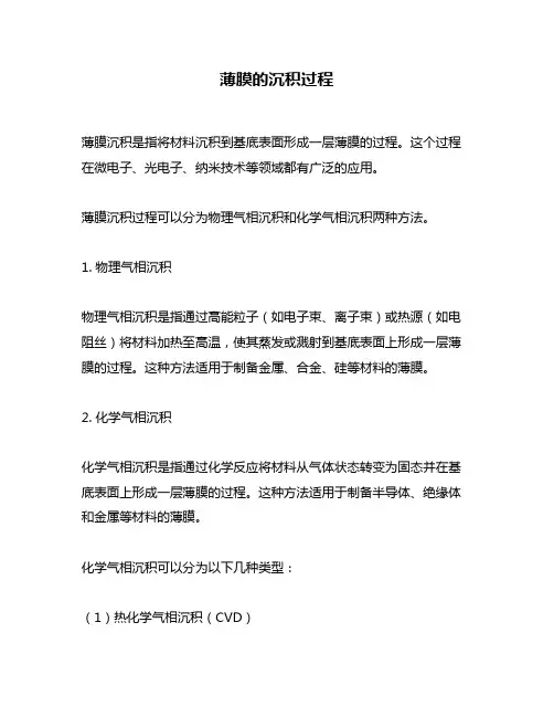 薄膜的沉积过程