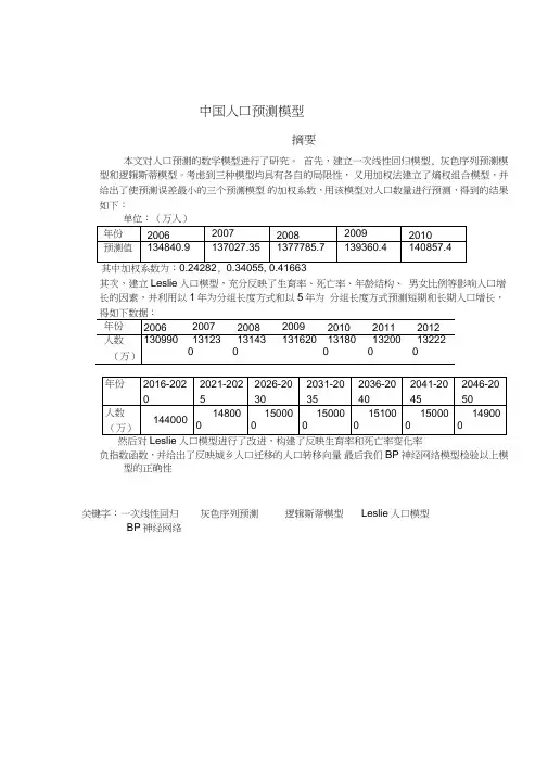 数学建模论文-人口预测模型