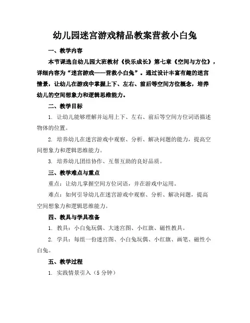 幼儿园迷宫游戏精品教案营救小白兔