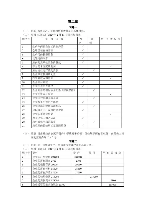 基础会计教程课后答案