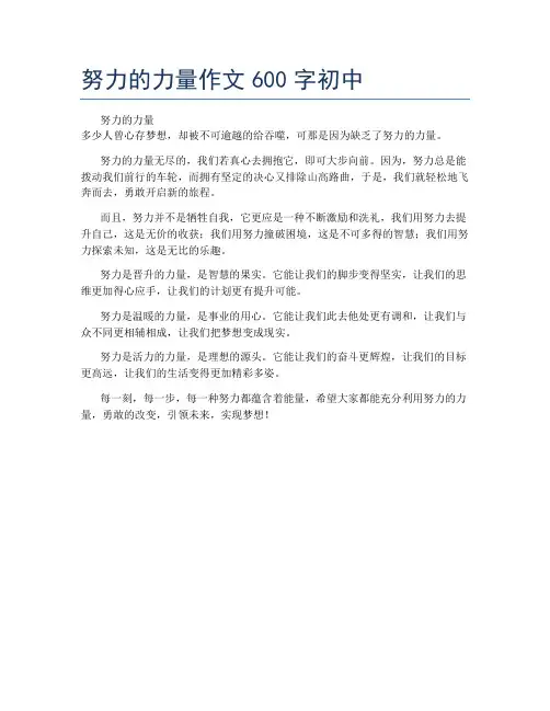 努力的力量作文600字初中
