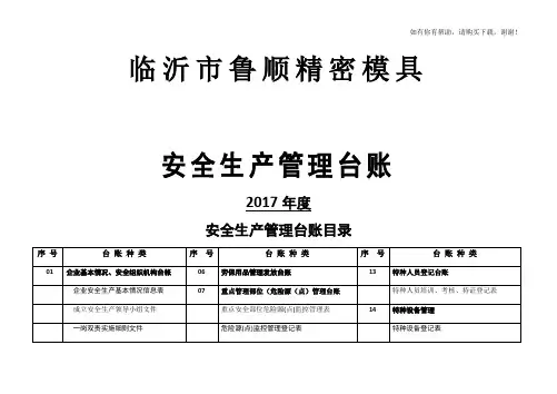 某精密模具安全生产管理台账(DOCX 132页)