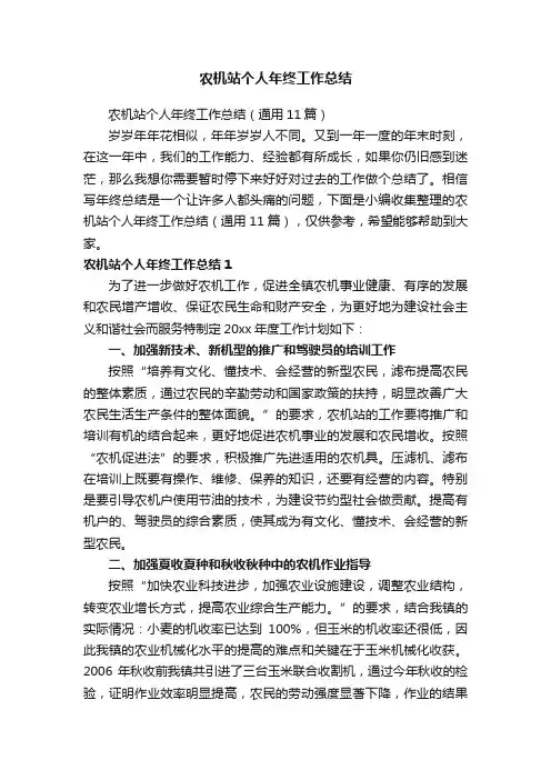 农机站个人年终工作总结（通用11篇）